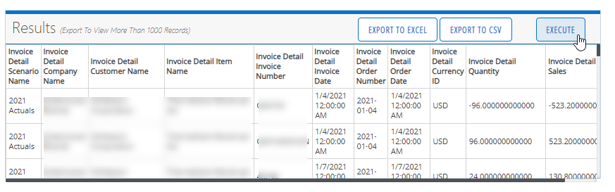 Query results preview