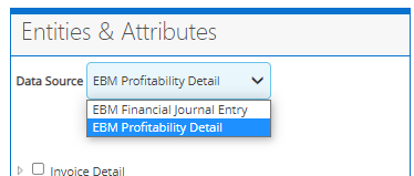 Data source selection dropdown