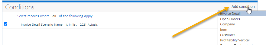 Adding filter conditions to a query