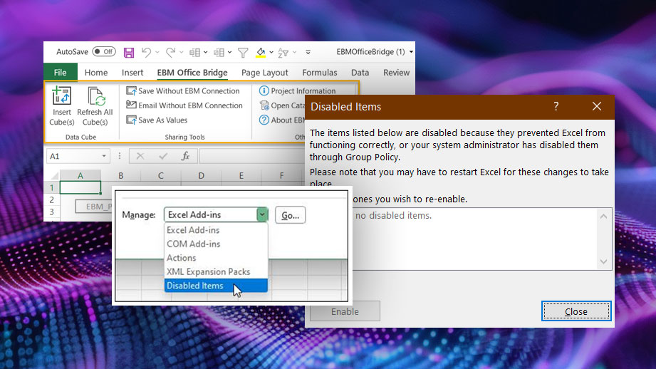 Installing the EBM Excel Add-In