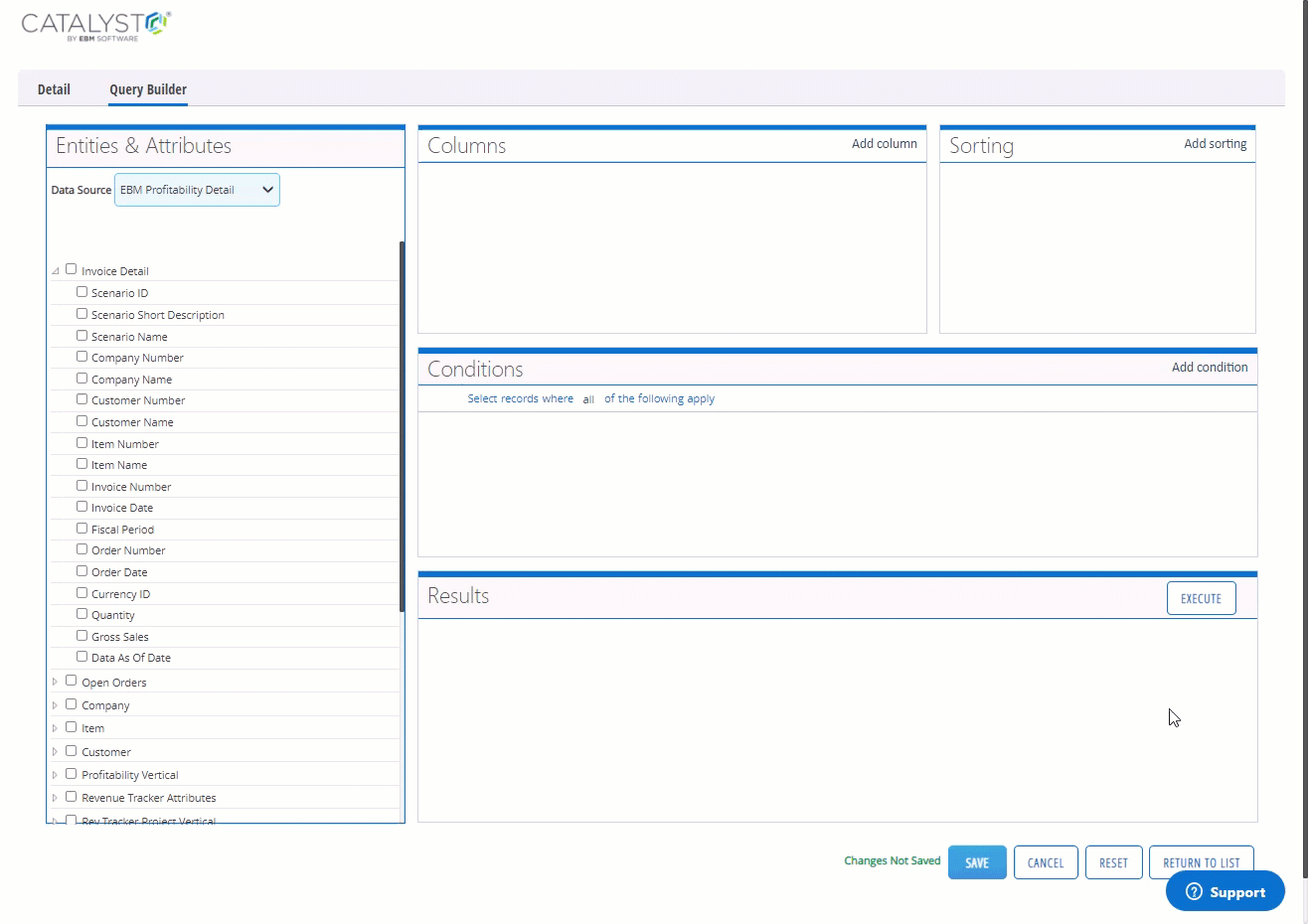 Query Builder export options